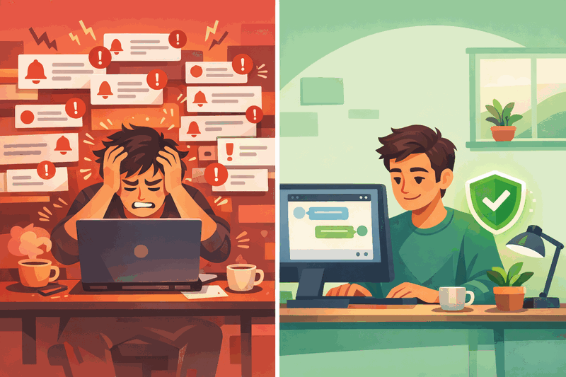 Notification overload vs calm focused work