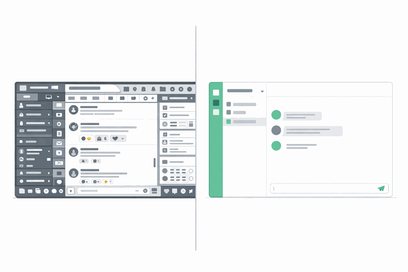 Simple clean chat vs bloated enterprise interface
