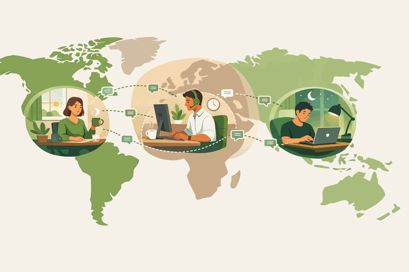 Remote team communicating across timezones
